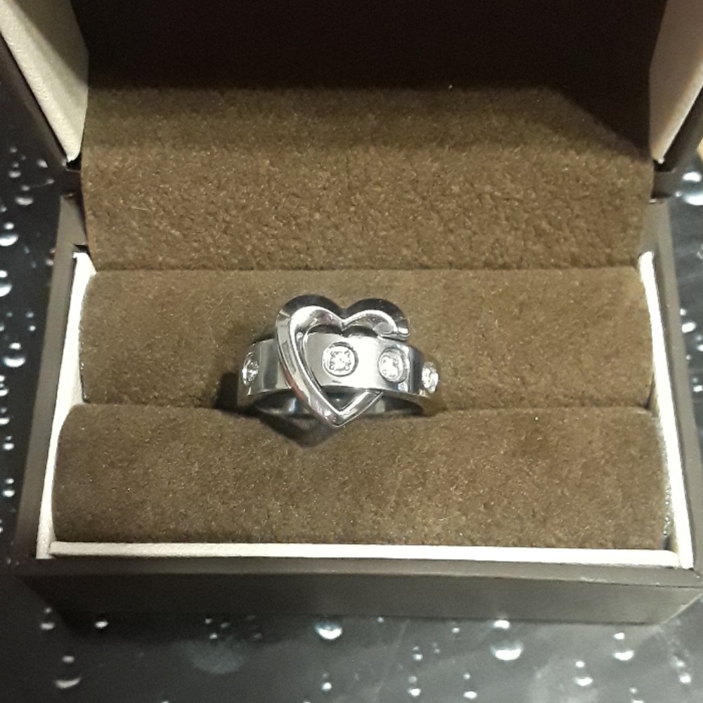 Stainless Steel CZ Heart Ring